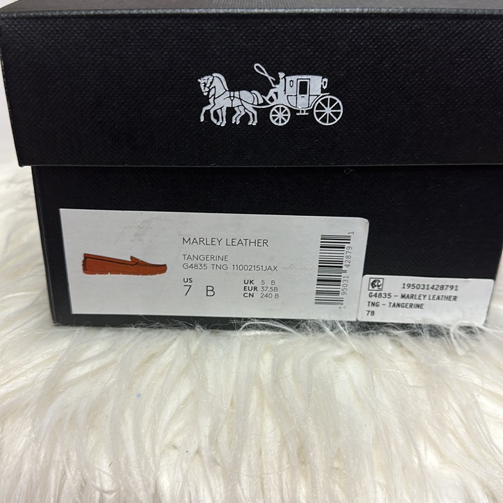 Coach Marley Genuine Leather Loafers in Tangerine - Picture 6 of 9